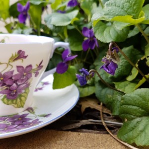 Earl Grey Editing, violets, teacup
