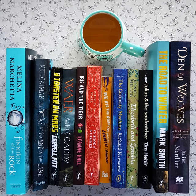 Earl Grey Editing, Mt TBR, September book haul, Melina Marchetta, Finnikin of the Rock, Neil Gaiman, The Ocean at the end of the Lane, Juliet Marillier, Den of Wolves, books and tea, A Toaster on Mars, Darrell Pitt, Waer, Meg Caddy, Iris and the Tiger, Leanne Hall, Kimberley Starr, The Book of Whispers, We Ate the Road Like Vultures, Lynette Lounsbury, The Curiosity Machine, Richard Newsome, Jessica Miller, Elizabeth and Zenobia, Julius and the Soulcatcher, Time Hehir, The Road to Winter, Mark Smith