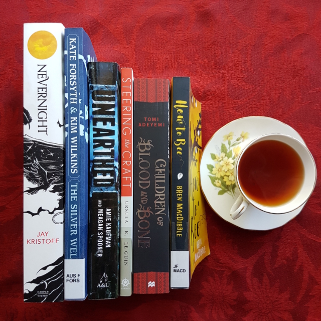 Mt TBR, Earl Grey Editing, Nevernight, Jay Kristoff, The Silver Well, Kate Forsyth, Kim Wilkins, Unearthed, Amie Kaufman, Meagan Spooner, Steering the Craft, Ursula Le Guin, Children of Blood and Bone, Tomi Adeyemi, How to Bee, Brenda MacDibble, books and tea, tea and books