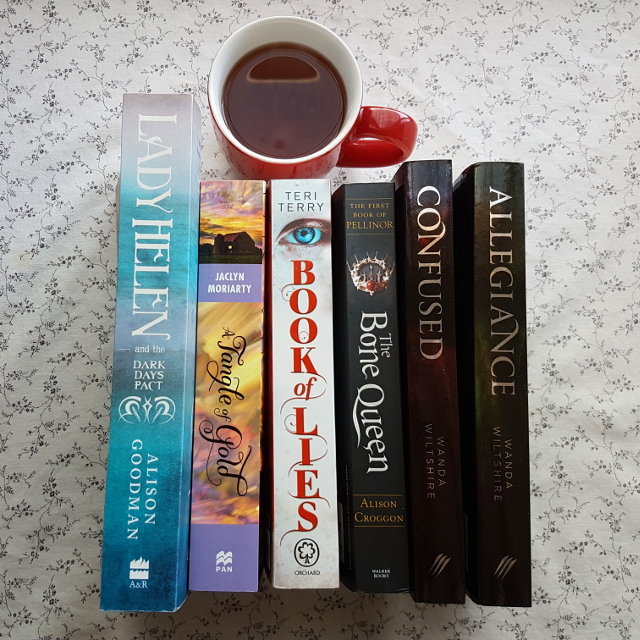 Lady Helen and the Dark Days Pact, Alison Goodman, A Tangle of Gold, Jaclyn Moriarty, Book of Lies, Teri Terry, The Bone Queen, Alison Croggon, Allegiance, Confused, Wanda Wiltshire, TBR, books and tea, tea and books, Earl Grey Editing