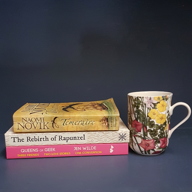 Bout of Books 19, reading challenge, Queen of Geeks, Jen Wilde, The Rebirth of Rapunzel, Kate Forsyth, Temeraire, Naomi Novik, Earl Grey Editing, tea and books, books and tea